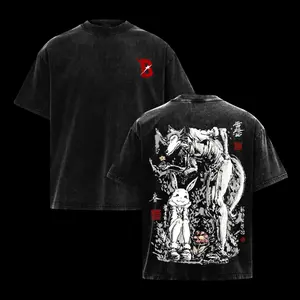 Beastars Anime Legoshi and Haru Vintage Graphic Sweatshirt Hoodie T-Shirt, Japanese Streetwear Aesthetic Oversized Washed Cotton Shirt, Retro Manga Couple Apparel for Men Women Goth Grunge Style