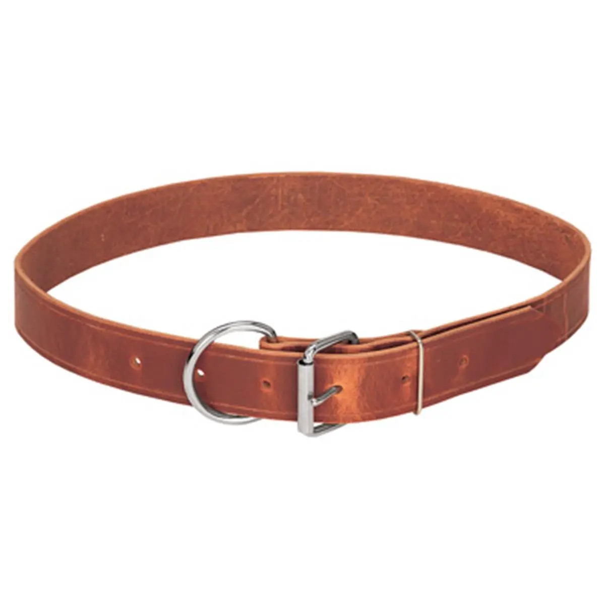 212 MAIN Adjustable Strap Small-Medium Animal Harness - 1.5x40 in. Riveted Russet Cowhide, Nickel Hardware, Cow Neck Strap