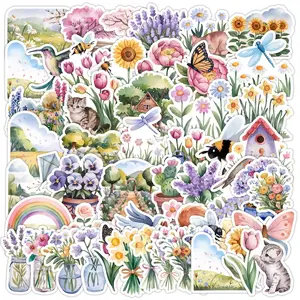 Spring Series Sticker, Flower & Butterfly & Bird Pattern Decorative Sticker, DIY Decals for Scrapbooking, Journaling, Gift Wrapping, Sticker Packs