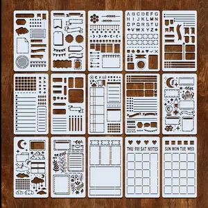15 Pcs Reusable Plastic Templates for Journals,Planners,Scrapbooks,Includes Lists,Flowcharts,Creative Designs,Perfect for DlY Projects