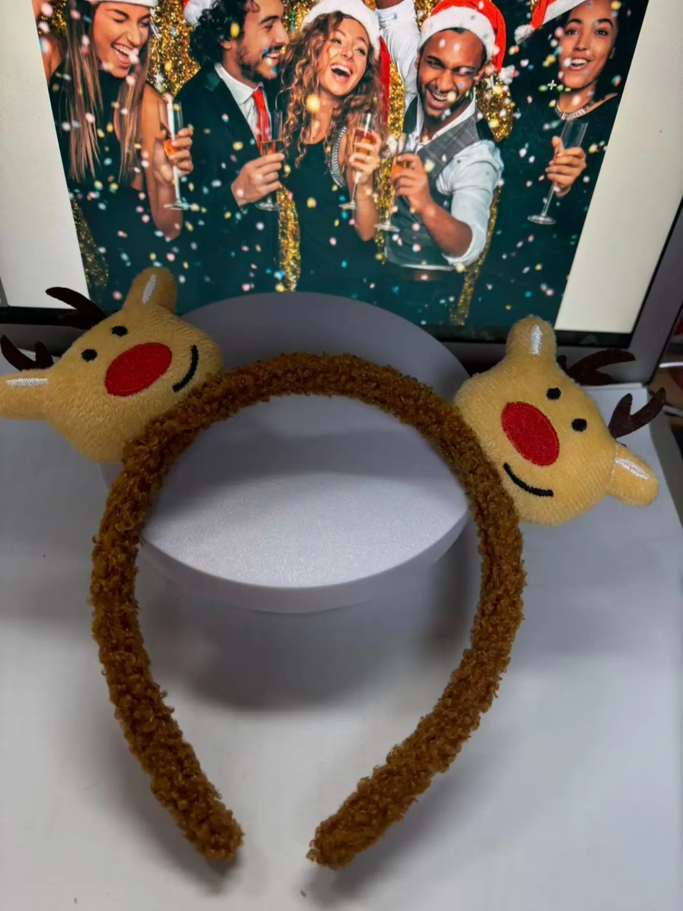 1Count cute plush reindeer Headband Santa Claus Hair Band Bear headband, adorable cosplay accessories, perfect for party role-playing, birthday gifts, Halloween and Christmas decorations