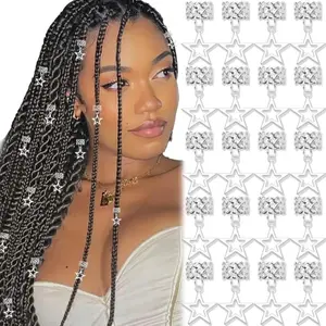 Star Braid Clips Dreadlock Accessories  Hair Clips Loc Jewelry Accessories Pendant Hair Jewelry for Women Girls Braids 40pcs silver