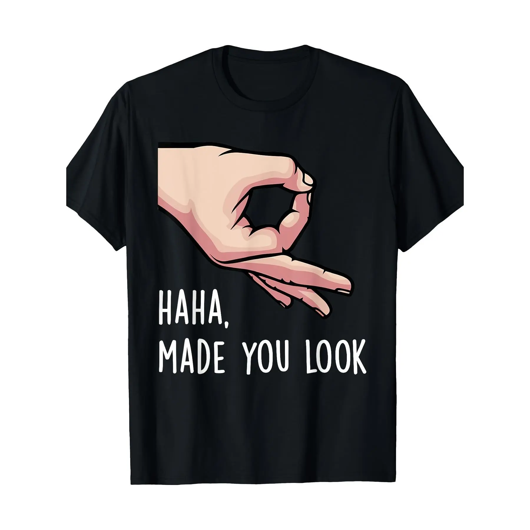 Haha, let's see! Funny finger circle gesture game spoof gift t-shirt Premium cotton T-shirt. DIY creativity. Four-season outfit. Multi-purpose. Durable knitted fabric. Preferred choice for Halloween, Thanksgiving and Christmas.