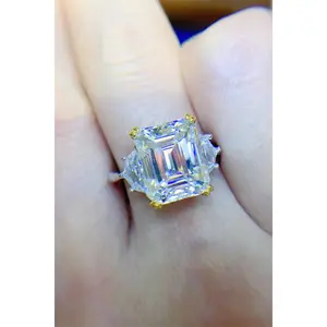 5 Carat Emerald-Cut Sparkala™ Platinum Over Pure Sterling Silver Ring