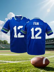 Men's #12 Seattle American Football Jersey, Casual Short Sleeved Embroidered Stitching V-Neck T-Shirt Football Shirts Party Rugby Sports Top