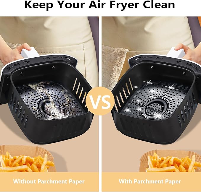 Air Fryer Paper Liners, 100PCS Non-stick Oil Resistant Air Fryer Parchment Paper Liners, 8 Inch Air Fryer Liners Disposable, Airfryer Liners for 5-8QT Air fryer, Baking, Roasting Microwave Bakeware Utensils Bakeware Utensils