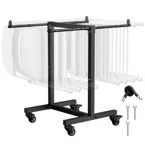 Folding Chair Rack Cart For 14 Chairs With 200 Lb Capacity, T-Shape Chair Cart, Heavy-Duty Steel Frame, Mobile Transport Cart With Swivel Wheels, Stackable Banquet Hall Event Furniture Utility Cart For Easy Setup And Takedown