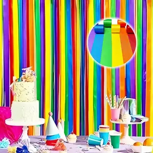 6 Rolls 60M Rainbow Satin Ribbon 50mm Wide Colorful Fabric Ribbons Large Silk Satin Hanging Streamer Garland for Gift Wrapping Crafts DIY Sewing Hair Bow Birthday Wedding Chair Party Backdrop Decorations Christmas & New Year Gifts