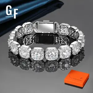 Synthetic Moissanite Tennis Bracelet for Men Women Cuban Bracelet 12MM Wide Iced Out Chain Flip Bracelet with Giftbox dealsforyoudays