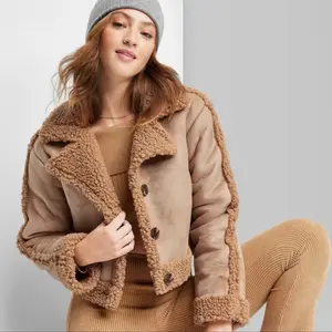 Wild fable women’s button up winter faux shearling jacket Casual Coats Comfortable Long Sleeve Fur