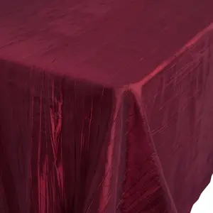 Taffeta Rectangle Tablecloth 90"x132" Burgundy with Accordion Crinkle Design - Seamless Finish