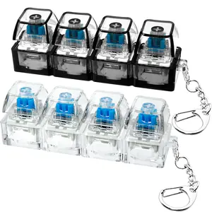 Keyboard Fidget Toy, 4-In-1 Decompression Button Keychain, Stress Relief Finger Clicker, Transparent Color/, No Lights Included