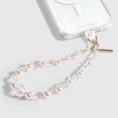 Crystal Pearl Phone Charm - Mobile Smartphone Accessory with Snap Hook Phone Straps & Charms, Universal Fit, Weight Support for Hands-Free On-The-Go Use