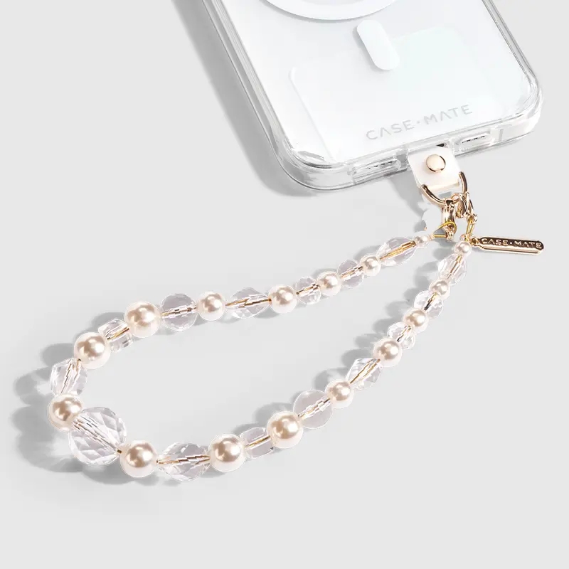Crystal Pearl Phone Charm - Mobile Smartphone Accessory with Snap Hook Phone Straps & Charms, Universal Fit, Weight Support for Hands-Free On-The-Go Use