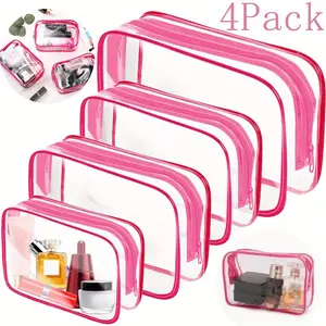 TSA Approved Clear Makeup Bag, PVC Travel Toiletry Organizer Pouch with Zipper for Airport Security Compliance