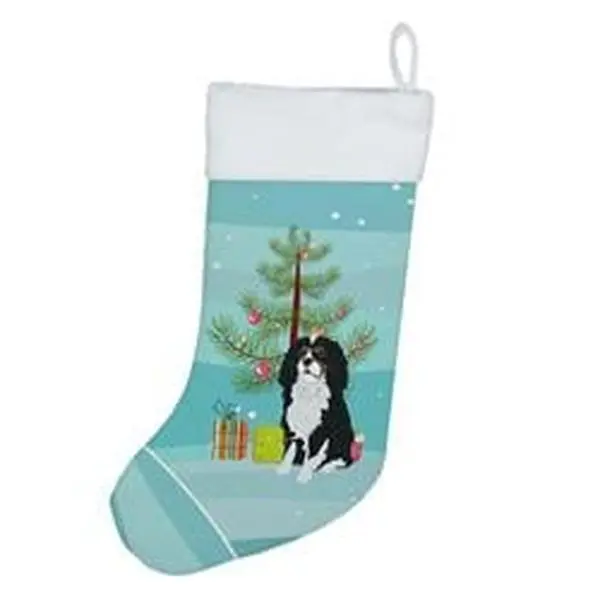 18x13.5in Tricolor Cavalier King Charles Spaniel Print Christmas Stocking with Hanger - 100% Polyester Suede, Soft Texture Adult Festive Home Decor Gift, Unisex Home Supplies for Holiday Celebrations, 18X13.5 In