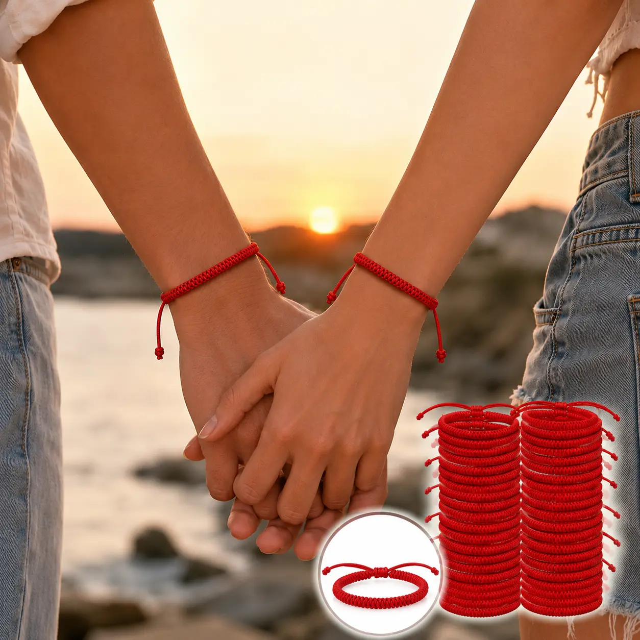 30 Pcs Red String Bracelets Handmade Tibetan Protection Bracelet Lucky Bracelet Red Bracelets for Women Friendship and Couple Bracelet Adjustable Size