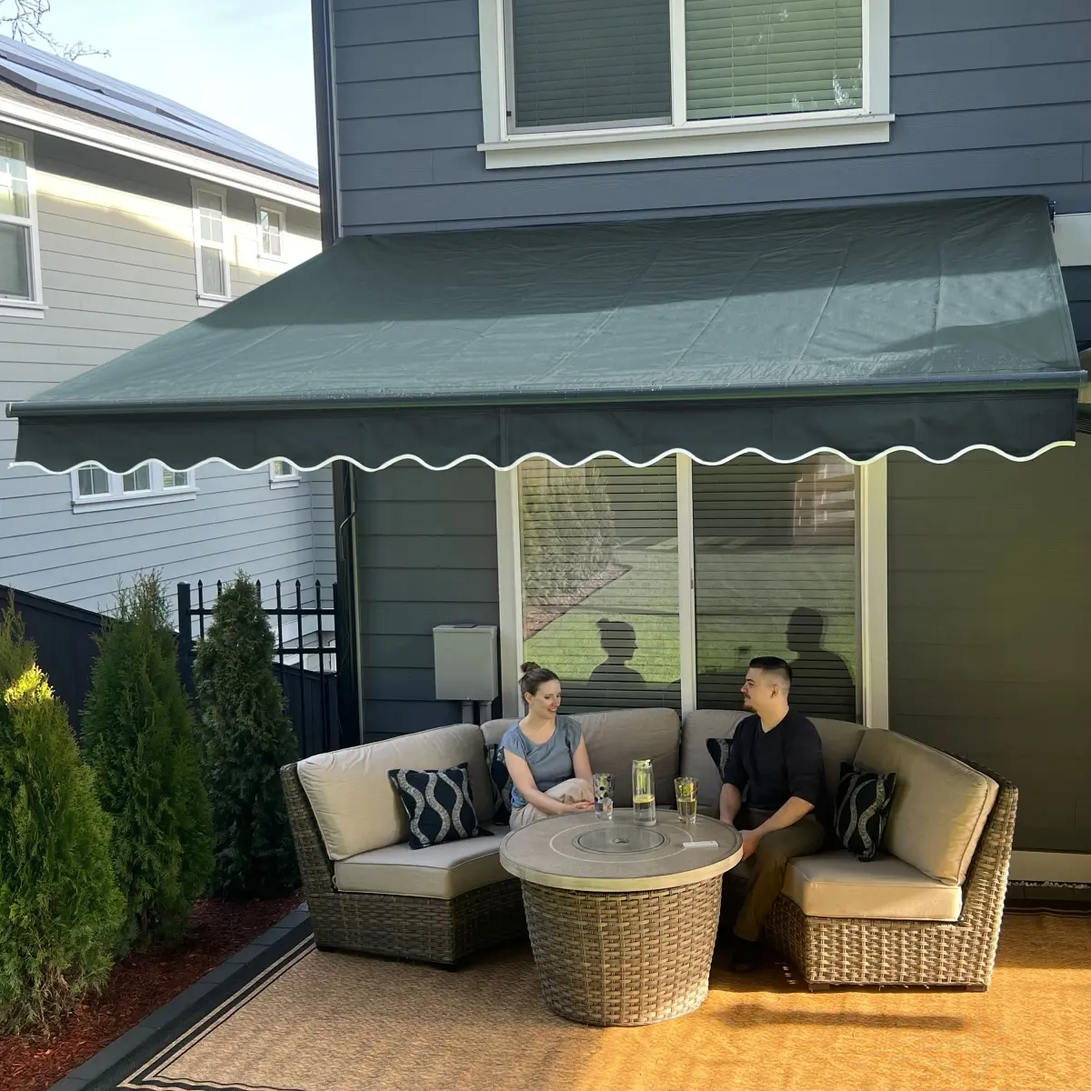 ALEKO ABM10X8GREEN166-UNB 10 x 8 ft. Motorized Retractable Canopy Home Patio Awning, Forest Green