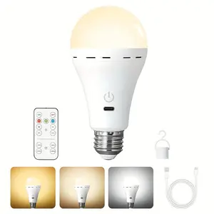 Wireless Light Bulbs, Rechargeable Bulb, LED Bulb, Battery Light Bulbs for Lamps, USB Rechargeable, Adjustable Color Temperature, E27 Socket Bulb Suitable for Bedroom, Living room