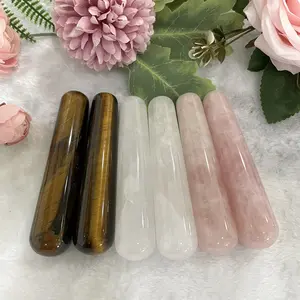 4 Counts Massage Wand Rose Quartz Clear Quartz Tiger Eyes Yoga Crystals From IG Crystal Body Care Color Comfort
