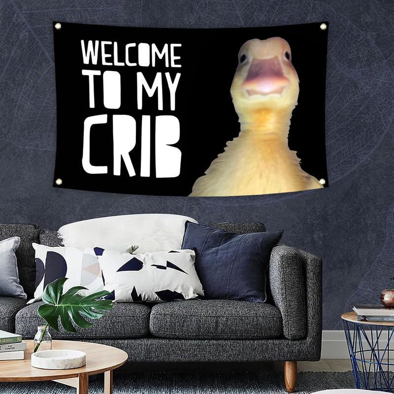 Welcome to My Crib 3x5Ft Flag Funny Banner Party Supplies Yard Tapestry for College Room Man Cave Teen Boys and Girls Wall Hanging Decoration Flags