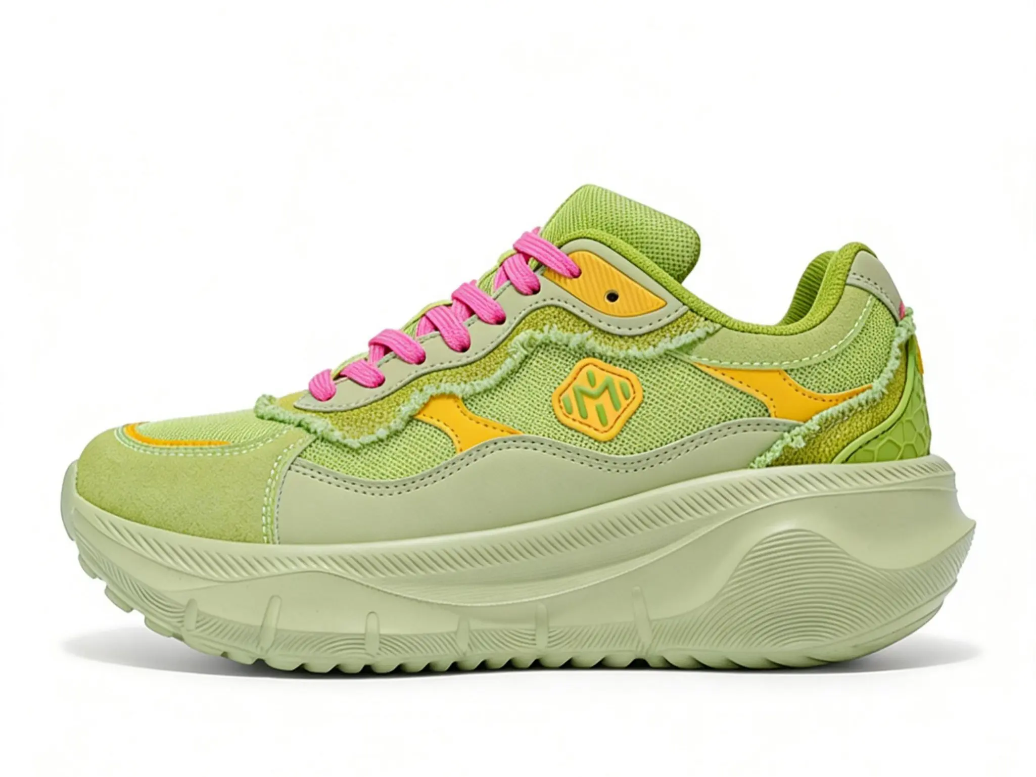 Retro Chunky Platform Sneakers in Suede and Mesh with 4cm Sole and Frayed Edges - Unisex Streetwear Dad Shoes