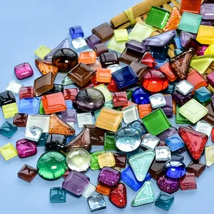 250g Mixed Shapes Colorful Stained Glass Mosaic Tiles, Assorted Glass Pieces for DIY Crafts, Handmade Crafts, Mosaic Art Decor, Creative Home Decoration