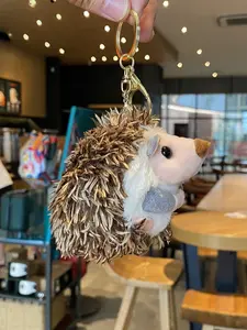 Cute Kawaii Fluffy Hedgehog Plush Keychain Realistic Soft Stuffed Animal Pendant Key Ring Backpack Bag Charm Gift for Women Men Hedgehog Animal Lovers