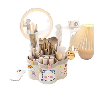 2Pcs 360° Rotating Desktop Organizer with - Heavy-Duty PP Plastic, Space-Saving Design, for Office, School, Home, Desk - Portable Organizer With Lids For Pens, Pencils, Makeup Brushes - Ideal For Smal Desk Organizers