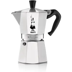 Moka Espress: Iconic Stovetop Espresso Maker, Makes Real Italian Coffee, Moka Pot 6 Cups (6 Oz), Aluminium, Silver Tea Induction