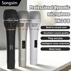 Professional dynamic microphone, high-quality metal handheld microphone, 6.35mm jack, compatible with karaoke machines/speakers/amplifiers/mixers, suitable for stage, home, karaoke, singing, performances, speeches, and meetings, one-button on/off.