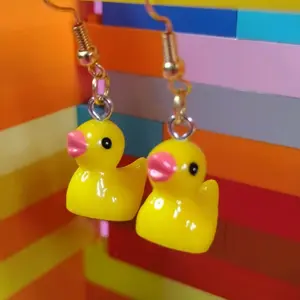 Cute Plastic Duck Earrings Playful Jewelry