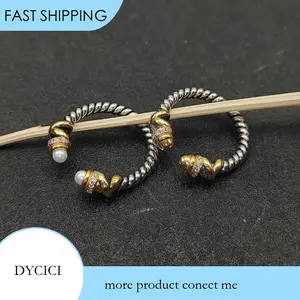S925 Sterling Silver New Pearl Wire Winding Open Ring Neutral Fashion Personality Trend Simple Retro Luxury Jewelry Party Gift gift for man woman
