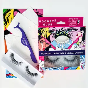 Goodbye Glue Lash Kit - Vegan Faux Mink Lashes & (50) pcs 3M Proprietary Tape Strips for Easy Application - Reusable Eco-Friendly Eyelash Extensions Makeup