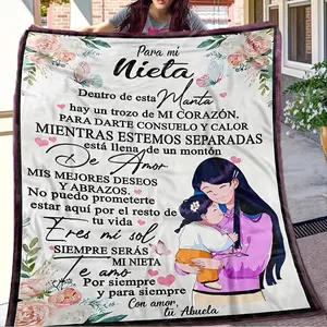 1pc Spanish Language Blanket, Envelope Spanish Language Granddaughter Printed Fleece Blanket - Soft And Comfortable 5D Digital Heat Transfer, Versatile Blanket for All Seasons, Suitable for Bed, Sofa, Office, Travel, Camping, Kitchen - Polyester