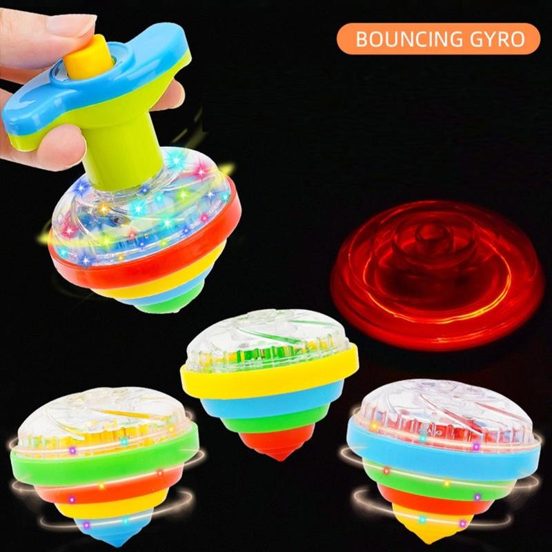 LED finger spinning top toy with interactive fun and flashing lights, random colors, ideal for competitive games and party gifts.