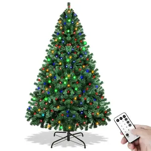 Prelit Christmas Tree 6ft with Remote Control, 8 Light-Modes Artificial Christmas Trees with Lights, Xmas Tree with 1000 Thick Branch Tips & 250 Lights, Easy Assembly Holiday Décor for Home