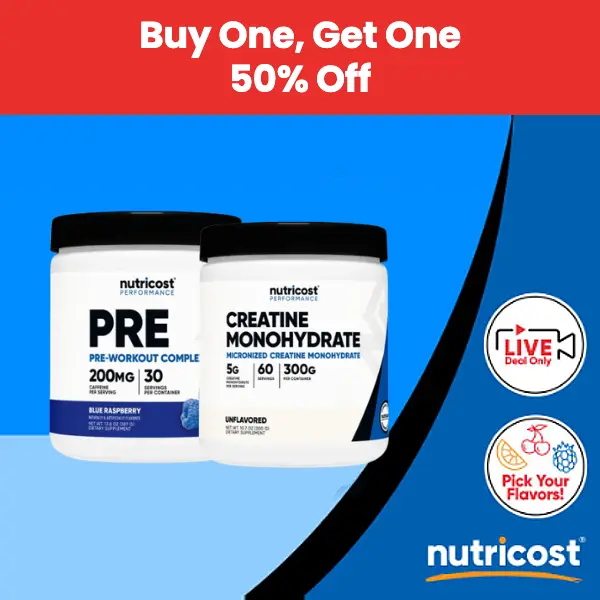 Nutricost Pre-Workout Complex & Nutricost Micronized Creatine Monohydrate Powder Supplement Bundle