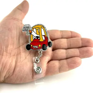 Cartoon Duck Design Badge Holder, 1 Count Retractable Badge Reel, Creative Badge Holder for Nurse School Office Employee