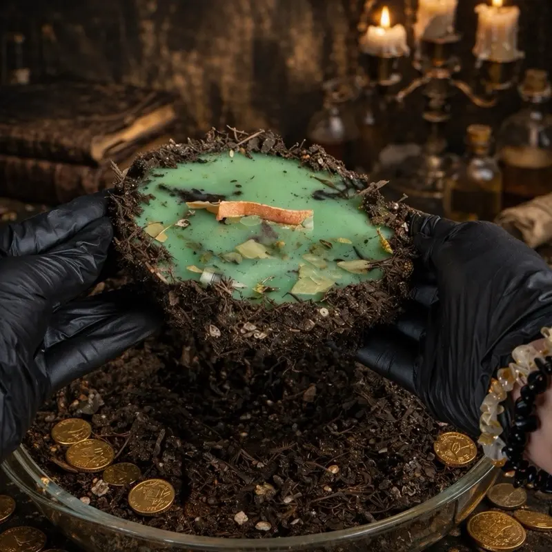 Earth Candle for Money Intentions | Abundance & Prosperity Candle | Green Energy | Handmade Ritual Candle