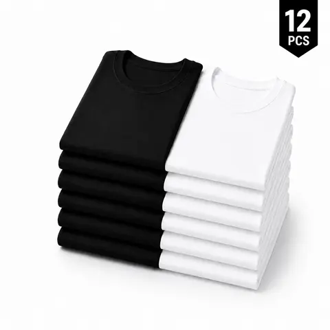 12-Pack$39.99 ;6-Pack$29.99 Great Value Stock Up Men's 180 GSM Crew Neck Short-Sleeve T-Shirts - Black, White Color Options t shirts for men clothing fashion plain style t shirt packs for men 12pack t shirts for men summer shirts,back to school