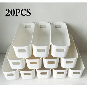 A set of 20 durable stackable plastic storage boxes - multi-functional storage and organizing containers, suitable for homes, workplaces, and wardrobes - with a drawer-style design for efficient use of space
