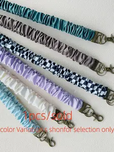 Folded Plaid Phone Strap, Phone Chain for Apple Samsung Phones, Cute Crossbody Phone Rope, colorful pleated elastic mobile phone lanyard in Bohemian style, Smartphone Accessories