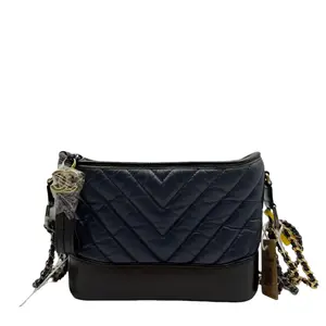 Pre-owned CHANEL FRANCE Shoulder Bags H1 wandering bag blue and black color block V pattern H19783