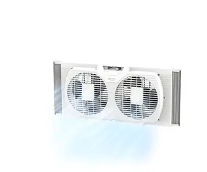 Comfort Zone 9" Twin Window Fan with Auto-Locking Expanders, 2 Speeds, White