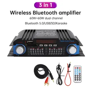 720W Mini Bluetooth Amplifier, 4-Channel Hifi Stereo with FM USB SD&Remote for Home&Car