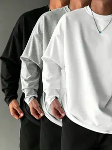 Long Sleeve Round Neck T-Shirt, 3-Pack, Spring & Fall Essential, Casual Street Style, Unisex, Five Sizes Available