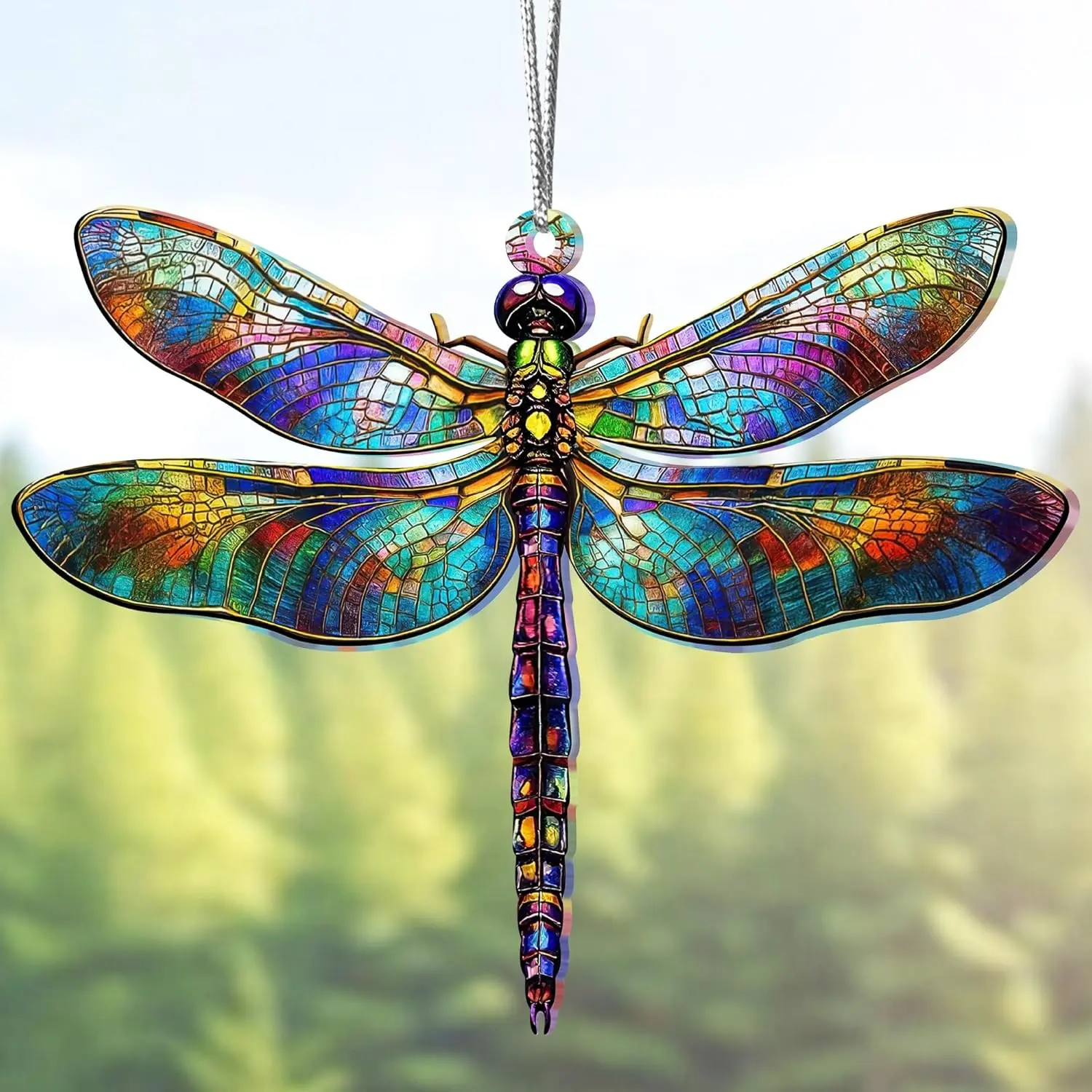Sensemory Dragonfly Gifts for Women, Dragonflies Decor Suncatcher Effect | Dragon Fly Stained Glass Effect, Dragonfly Ornaments For Christmas Tree Decoration, Birthday Day Gifts For Mom