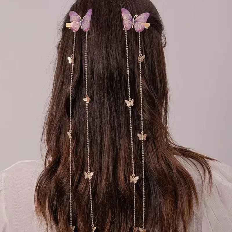 Butterfly Design Hair Clips, Fun Decorative Hair Clips, Cute Hair Accessories for Women & Girls, Minimalist Hair Clips Ideal for Thick Hair, Fashionable Hair Accessories for Party & Daily Wear