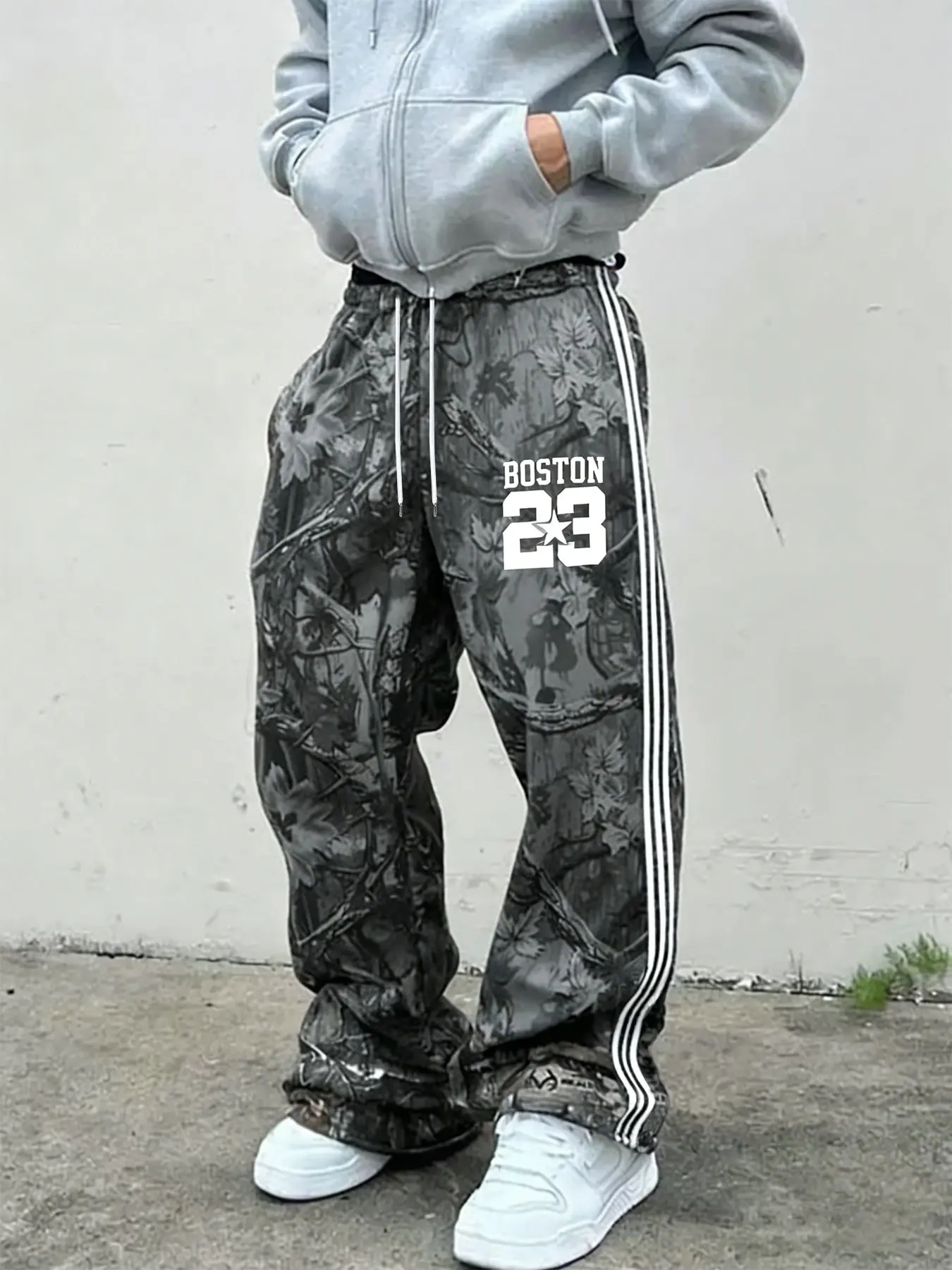 Men's Y2K Camo Pants, Trouser, Vintage Branch Print, Gothic Streetwear, Loose Fit, Oversized, All Seasons, Hip Hop Style, Athletic, Activewear, Sportswear, Trendy and Practical